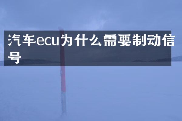 汽车ecu为什么需要制动信号