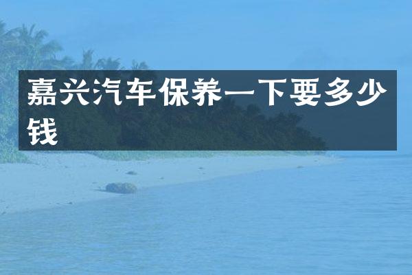 嘉兴汽车保养一下要多少钱
