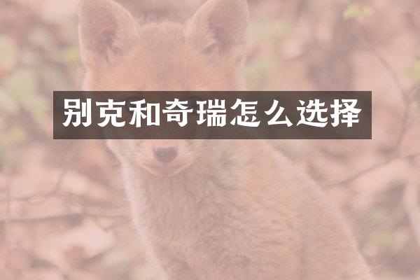 别克和奇瑞怎么选择