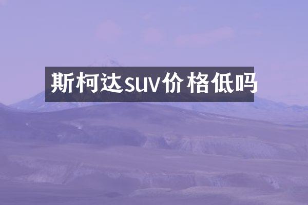斯柯达suv价格低吗