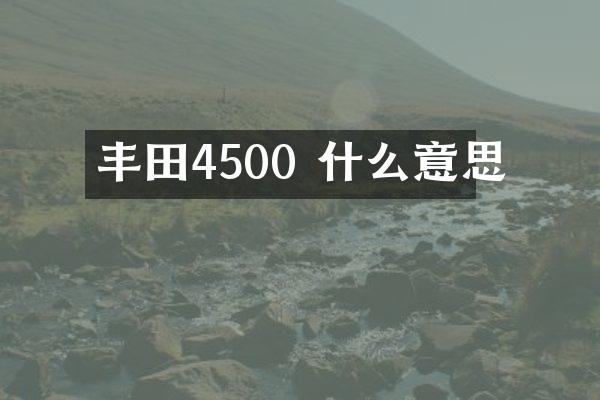 丰田4500 什么意思