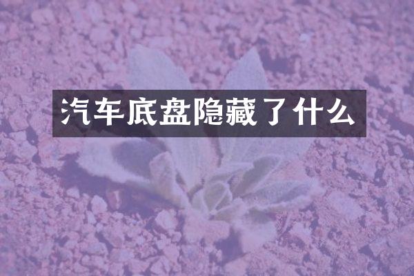 汽车底盘隐藏了什么