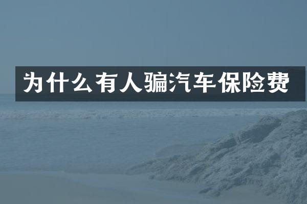 为什么有人骗汽车保险费