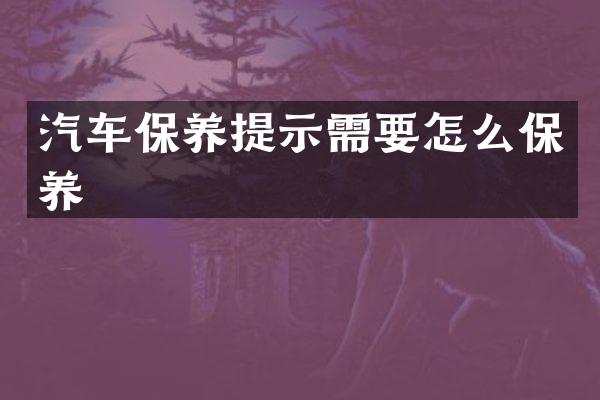 汽车保养提示需要怎么保养