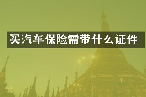 买汽车保险需带什么证件