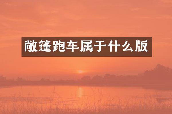 敞篷跑车属于什么版