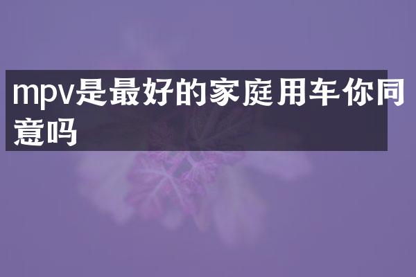mpv是最好的家庭用车你同意吗
