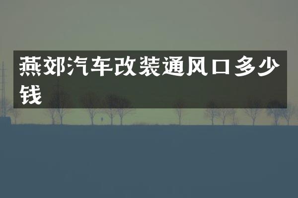 燕郊汽车改装通风口多少钱