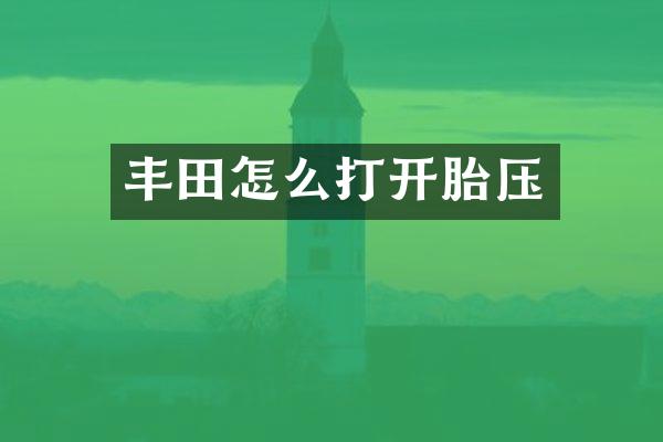 丰田怎么打开胎压