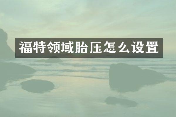 福特领域胎压怎么设置