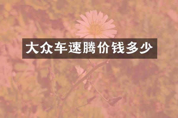 大众车速腾价钱多少