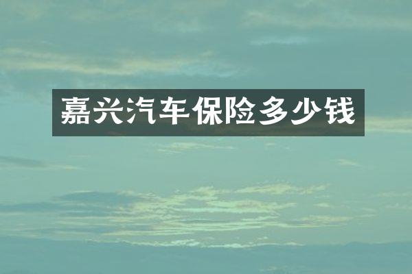 嘉兴汽车保险多少钱