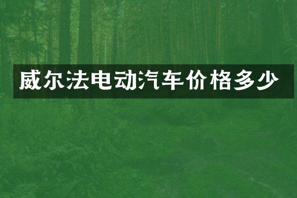 威尔法电动汽车价格多少