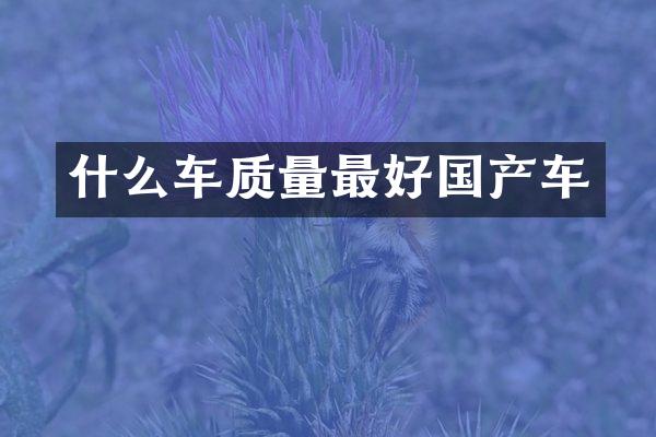 什么车质量最好国产车