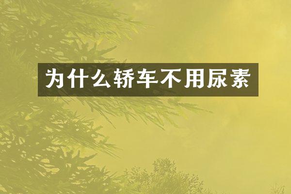 为什么轿车不用尿素