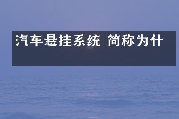 汽车悬挂系统 简称为什么