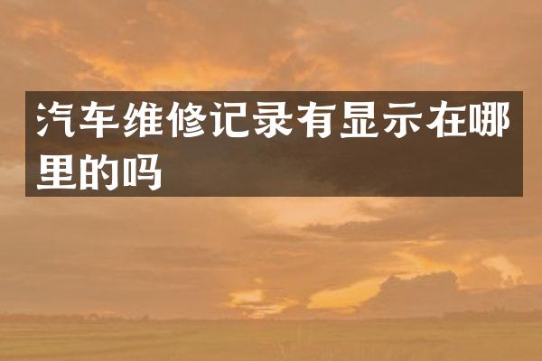 汽车维修记录有显示在哪里的吗