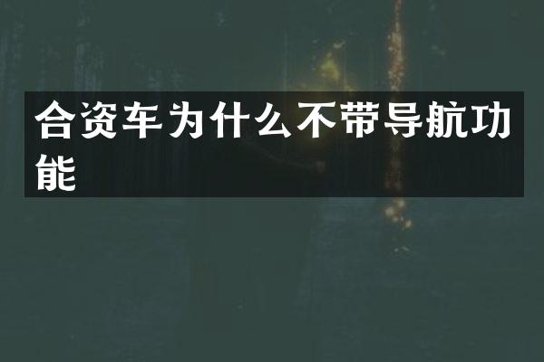 合资车为什么不带导航功能