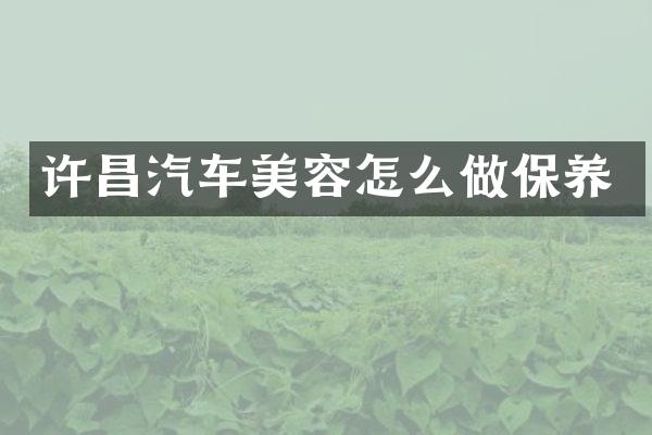 许昌汽车美容怎么做保养