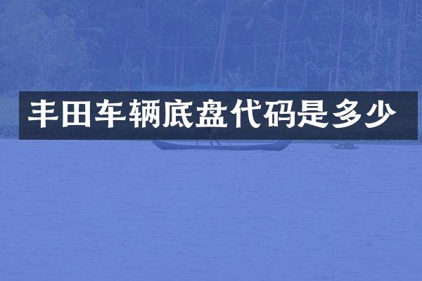 丰田车辆底盘代码是多少