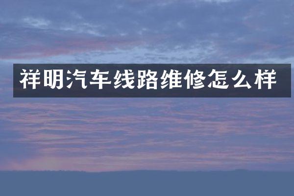 祥明汽车线路维修怎么样