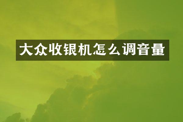 大众收银机怎么调音量