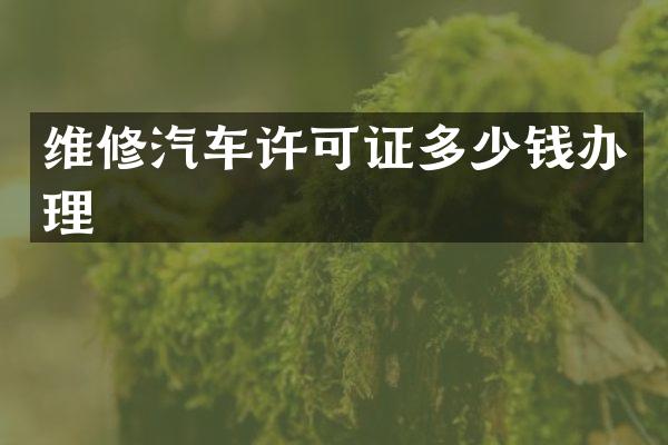 维修汽车许可证多少钱办理