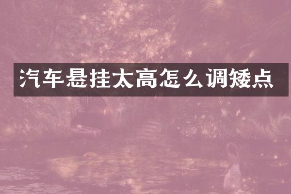 汽车悬挂太高怎么调矮点