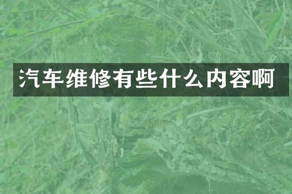 汽车维修有些什么内容啊