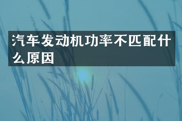 汽车发动机功率不匹配什么原因