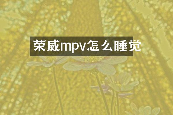 荣威mpv怎么睡觉
