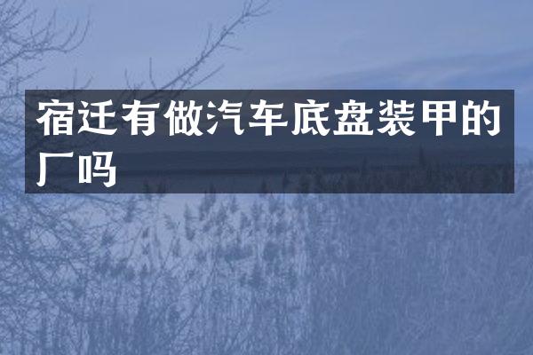 宿迁有做汽车底盘装甲的厂吗