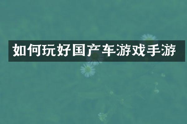 如何玩好国产车游戏手游