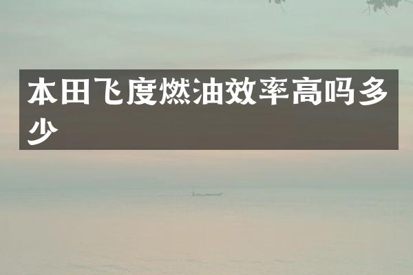 本田飞度燃油效率高吗多少
