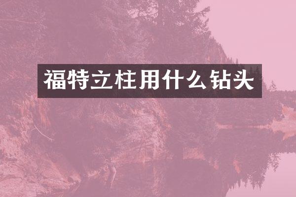 福特立柱用什么钻头