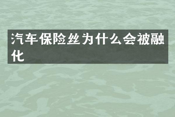 汽车保险丝为什么会被融化