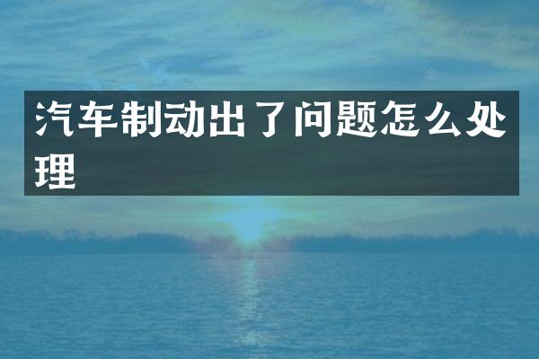 汽车制动出了问题怎么处理