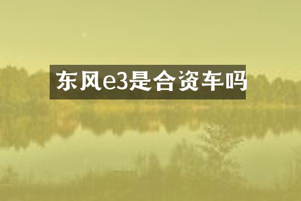 东风e3是合资车吗