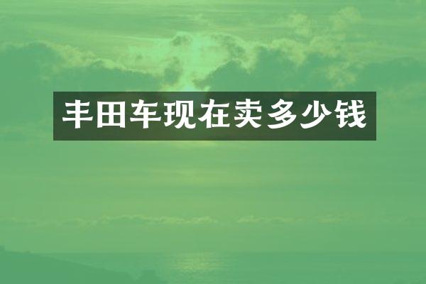 丰田车现在卖多少钱