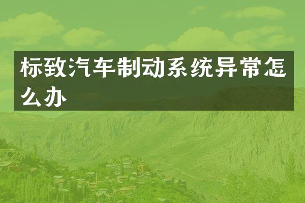标致汽车制动系统异常怎么办