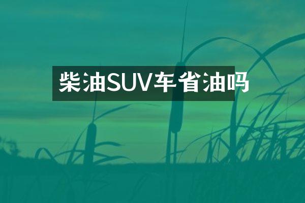 柴油SUV车省油吗
