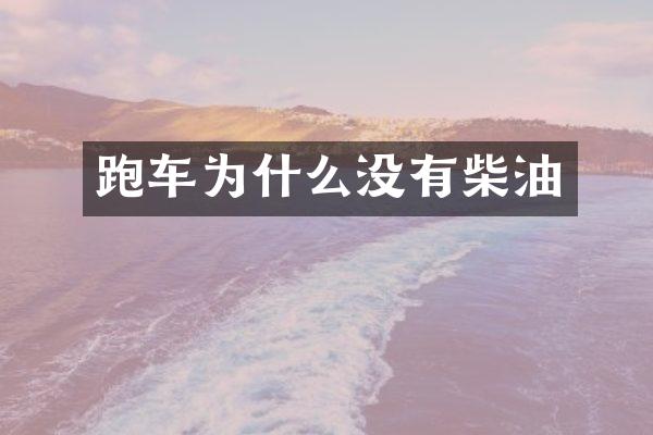 跑车为什么没有柴油