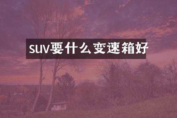 suv要什么变速箱好