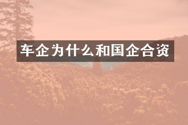 车企为什么和国企合资