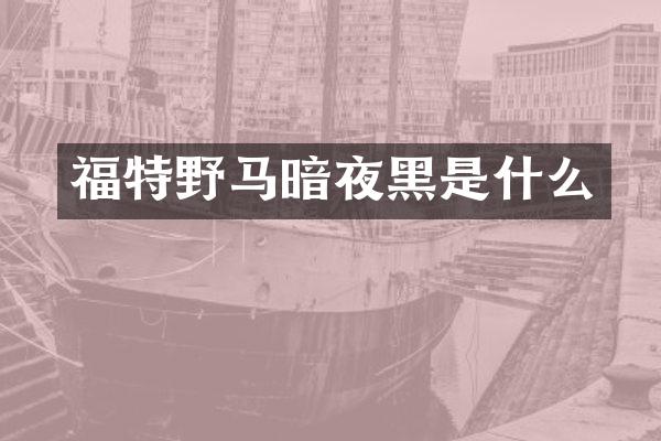 福特野马暗夜黑是什么