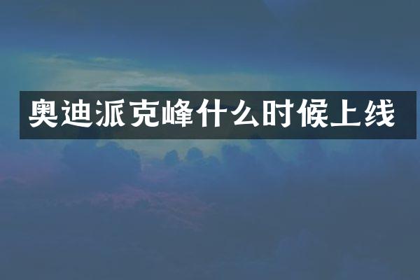 奥迪派克峰什么时候上线