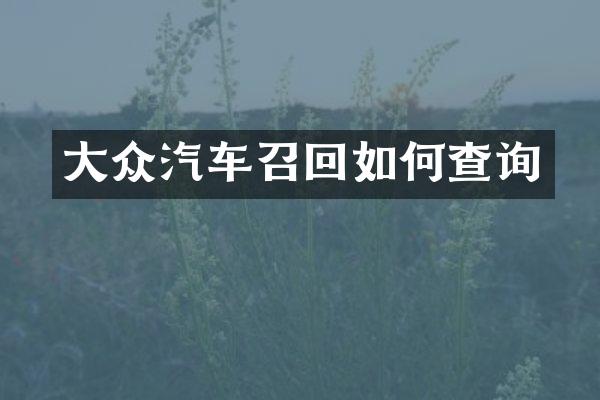 大众汽车召回如何查询
