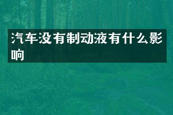 汽车没有制动液有什么影响