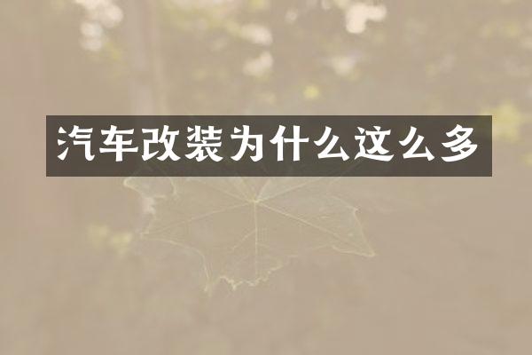 汽车改装为什么这么多