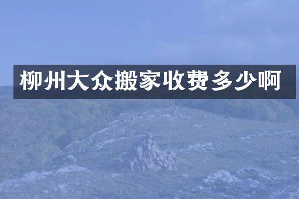 柳州大众搬家收费多少啊